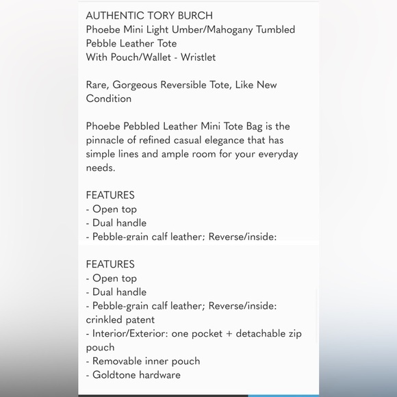 Tory Burch Phoebe Mini Light Umber/Mahogany - Picture 8 of 9